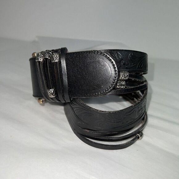 Tony Barcelona Beaded Wide Leather Belt Made In Spain Adjustable Brown Leather - Picture 4 of 8